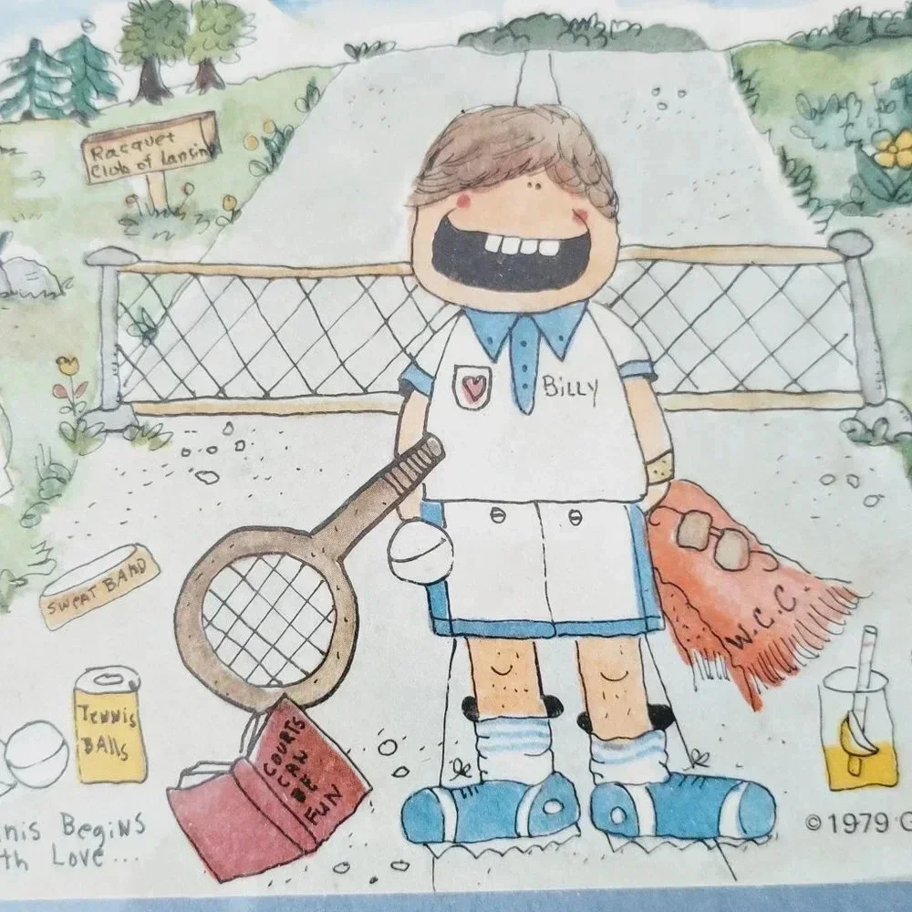 Gay Felton Tennis Begins With Love Framed Art 1979
